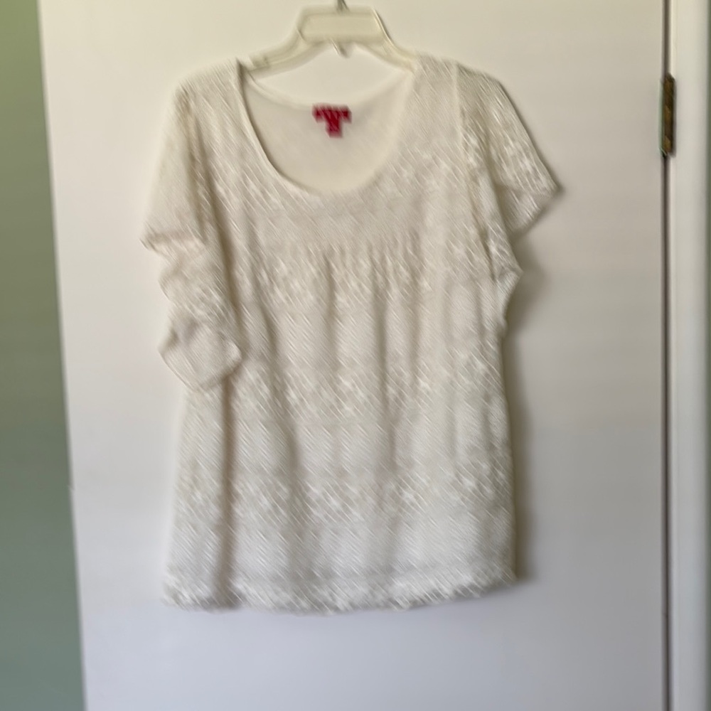 Elle White Embellished Short Sleeve Blouse